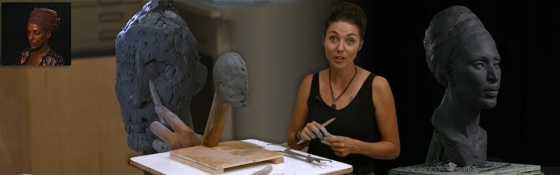 Создание женского портрета из глины